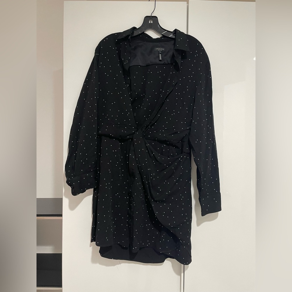 Rag and bone size large long sleeve dress with star print wrap front
